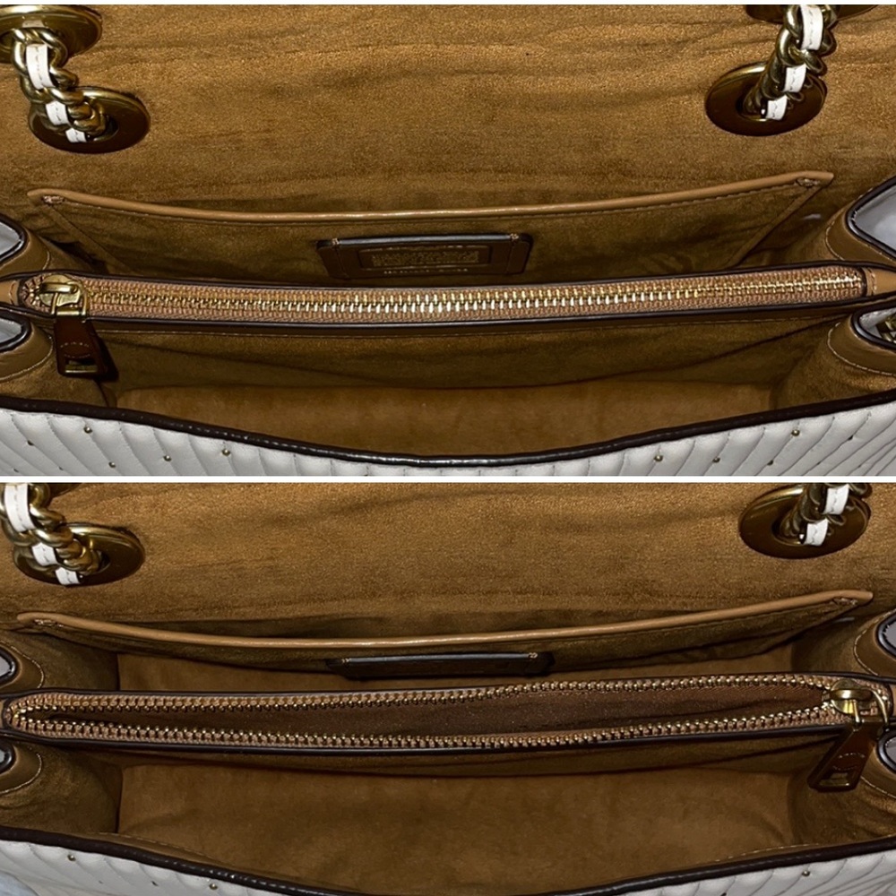 Coach Parker Chain Crossbody Bag Shoulder Purse with Quilting & Rivets in Chalk - Picture 13 of 16